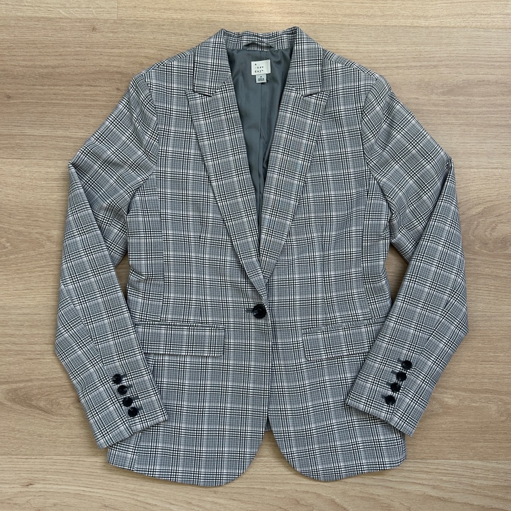 Target A New Day Black and White Plaid Blazer Size 6